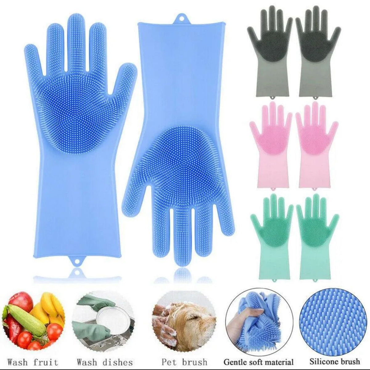 Silicone Washing Gloves – Reusable Cleaning Gloves