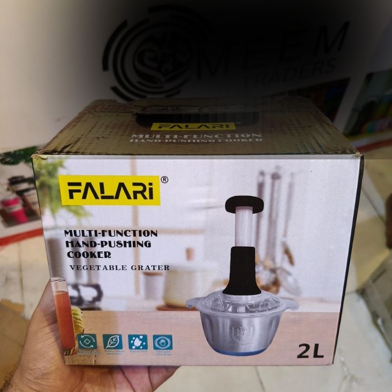 2.0 Litre 4 Blades Premium Quality Meat and Vegetable Push Chopper with Stainless Steel Bowl
